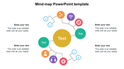 Mind map diagram with a yellow center circle linked to eight smaller icons and text circles, forming a visual network.