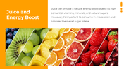 Horizontal fruit collage with diagonal slices of berries, citrus, and grapes and an orange sidebar with heading on the left.