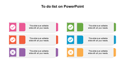 Two columns of colorful to do list items with checkmark and cross icons, each paired with text on a white background.