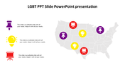LGBT-themed U.S. map graphic with symbolic markers in red, yellow, and purple representing different concepts.