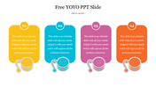 YOYO-themed infographic with numbered labels, vibrant text containers, and decorative yo-yos at the base of each.