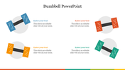 PowerPoint slide with colorful dumbbell icons and text sections for each icon.