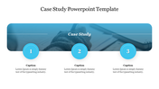 PowerPoint slide featuring a case study design with three numbered sections and placeholder text.