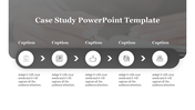 Case study PowerPoint slide with four stages and icons representing different actions.