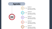 Slide featuring an agenda layout with numbered points for discussion topics and corresponding captions.