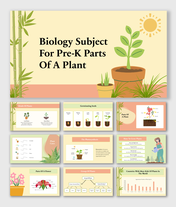 Biology Subject For Pre-K Parts Of A Plant, with vibrant illustrations of plant types, seed germination, and flower parts.