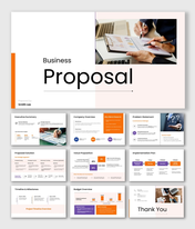 Alt: Overview of a 10-slide Business Proposal deck featuring clean layouts for timelines, implementation plans, and budget data.Alt: Overview of a 10-slide Business Proposal deck featuring clean layouts for timelines, implementation plans, and budget data