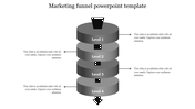 Four tier grayscale marketing funnel with side arrows for text areas and labeled levels.