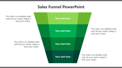 Simplified green funnel diagram with captions areas on both sides for additional information.
