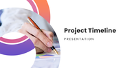 The Project Timeline PPT Presentation with phases, Gantt chart, milestones, and progress tracking visuals.