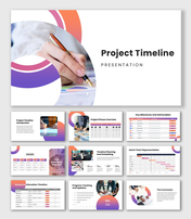 The Project Timeline PPT Presentation with phases, Gantt chart, milestones, and progress tracking visuals.