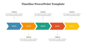 Timeline design with captions and colored arrows indicating various periods.