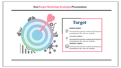 Diagram showing a target graphic with a pink arrow hitting the center and a labeled section outlining target categories.