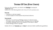 Terms of Use for free users, detailing allowed and disallowed actions for SlideEgg template use on a white theme.