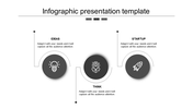 Gray themed infographic with three circular icons, connected by thin lines on a white background.