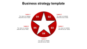 Business strategy template with a central star, surrounded by five red segments, each labeled with a number.