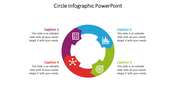 Colorful circle infographic template with icons and placeholder text.