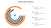 Concentric analysis circular chart with segmented arcs in orange, red, blue, and green, labeled 20% to 80%.