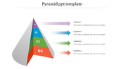 3D pyramid with four layers in purple, blue, green, and orange, each labeled 01 to 04, linked to captions on the right.