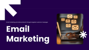 The Email Marketing Presentation with laptop, glowing email icons, purple theme, and campaign strategy visuals.