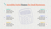 Hand-drawn calculator illustration for finance entered, with six numbered placeholders text areas on both sides.