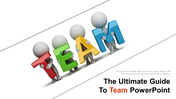 Illustration of teamwork concept with 3D characters displaying TEAM in vibrant colors.