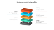 Best infographic design slide with multi colored stacked boxes, each layer representing a different concept or stage.