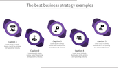 Structured layout with five purple rings, each highlighting different business strategy concepts through icons.