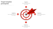 A PowerPoint slide featuring a target with a trophy in the center, surrounded by action icons with captions.