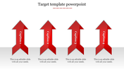 Target PowerPoint slide featuring four red arrows, each with a caption and placeholder text.