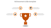 Achievements slide featuring a central trophy graphic surrounded by icons representing various accomplishments.