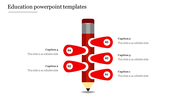 Vertical pencil graphic with five red oval shaped steps, each numbered and connected to descriptions.