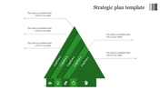 Strategic planning template with a tiered pyramid design, five progressively smaller layers, and caption areas.