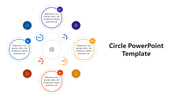 Modern circle diagram  design with multiple rings, icons, and text spots arranged around central stats.