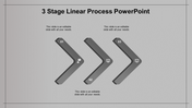 Three step process diagram with blue chevrons numbered 01 to 03 featuring white icons on a gray background.
