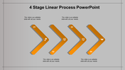 Linear process flow with four yellow arrows labeled 01 to 04, each containing white icons on a gray backdrop.
