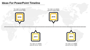 Horizontal timeline with alternating square milestones from 2016-2019, all outlined in yellow and black with caption areas.