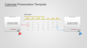 Sleek calendar design with crucial dates circled in red and blue, connected to text boxes by arrows and hourglass icons.