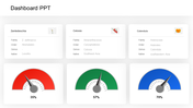 Sashboard design featuring three plant species data and corresponding progress meters in red, green, and blue.