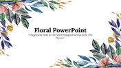 A charming floral themed slide featuring a quote surrounded by watercolor illustrations of leaves and flowers.