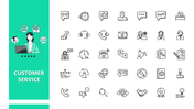 Customer Service Icons set showing support tools, agents, chat, headset, and feedback on a teal theme.          Ask ChatGPT