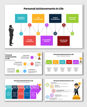 Personal achievements in life showing academic excellence, skills, projects, and learning milestones with icons.