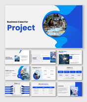 Project business case presentation outlining goals, costs, risks, ROI, and implementation plan for decision-making.