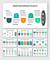 SMART Goal Setting PPT for students with colorful layouts to improve planning and focus.