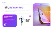 iOS 27 PowerPoint template showcasing Apple Intelligence, Siri AI, features, roadmap, and updates. - slide 2