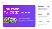 iOS 27 PowerPoint template showcasing Apple Intelligence, Siri AI, features, roadmap, and updates. - slide 7