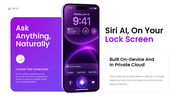 iOS 27 PowerPoint template showcasing Apple Intelligence, Siri AI, features, roadmap, and updates. - slide 8