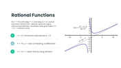 Asymptotes presentation explaining vertical, horizontal, and oblique asymptotes with graphs, formulas, and examples. - slide 7