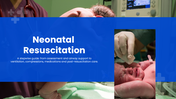 Neonatal resuscitation guide showing newborn assessment, ventilation, CPR, oxygen therapy, and care. - slide 1