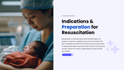 Neonatal resuscitation guide showing newborn assessment, ventilation, CPR, oxygen therapy, and care. - slide 3